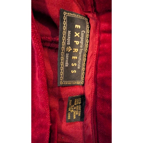 Express‎ Maroon Velvet Pants Womens Size 5/6 High Waist Straight Leg - Picture 5 of 7